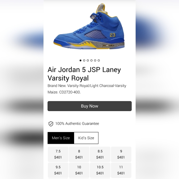 Air Jordan 5 JSP Laney Varsity Royal - Picture 2 of 7